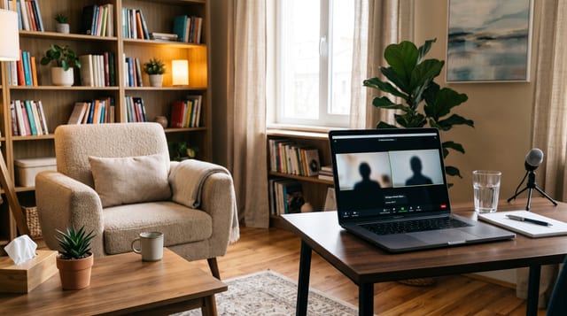 Görüntülü bağlantı ile yürütülen bir online görüşme ortamı